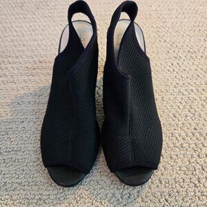 LifeStride Cailin Slingback Pumps Black Peep-Toe Size 7M Soft System Heel